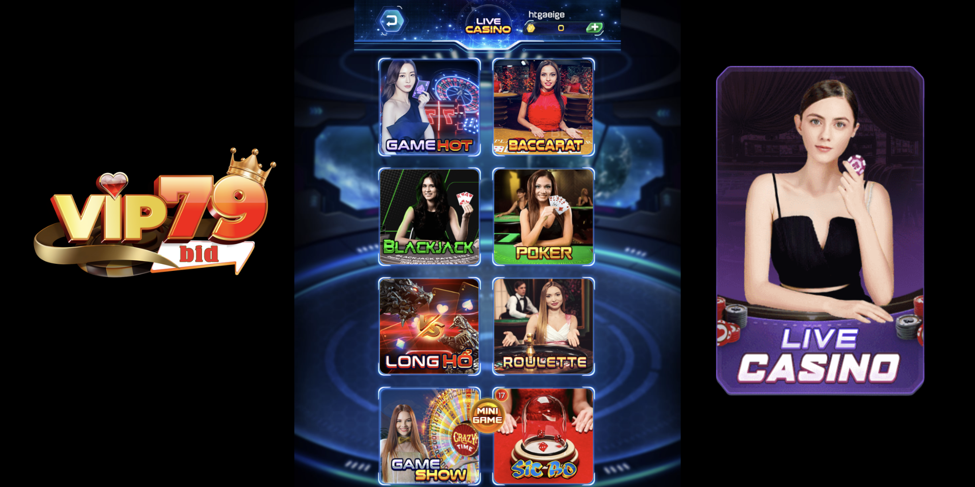 Các bước vào chuyên mục live casino Vip79