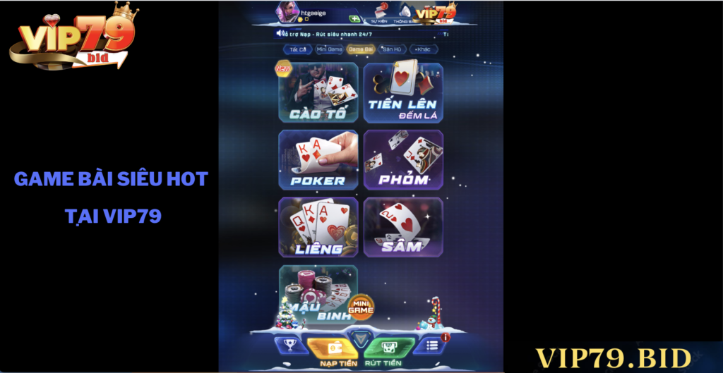 Giới thiệu về sảnh chơi game bài Vip79 